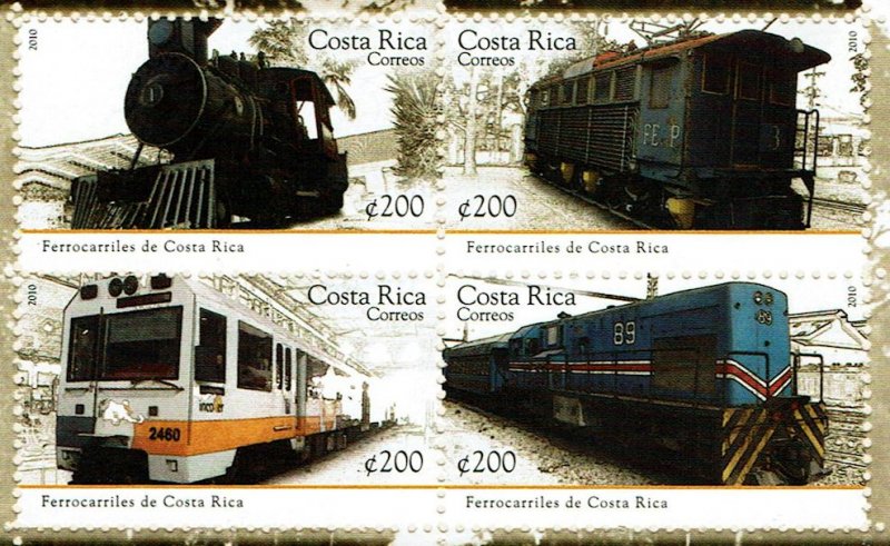 Costa Rica #633 Sheet MNH - Trains Railroads, faults (2007)