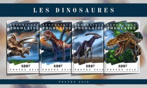 TOGO - 2018 - Dinosaurs - Perf 4v Sheet - Mint Never Hinged