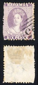 Bahamas SG29 6d rose-lilac Wmk Crown CC Perf 12.5 few tone spots Cat 2250 Pounds