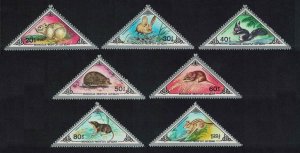 Mongolia Hedgehog Squirrel Mouse Small Mammals 7v triangles 1983 MNH