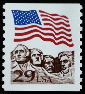 1991 29c Flag & Mount Rushmore, Coil Scott 2523a Mint F/VF NH