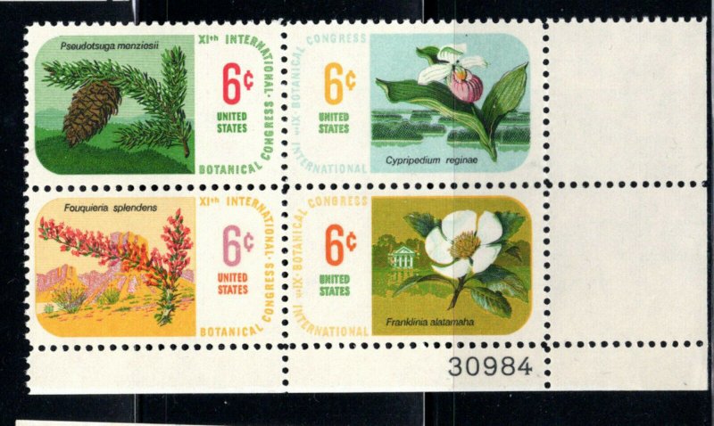 1379a MNH Botanical Congress, LR plate block, mis registered. See scan