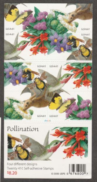 U.S. Scott #4156d Pollination Stamp - Mint NH Booklet Pane - Plate #P1111