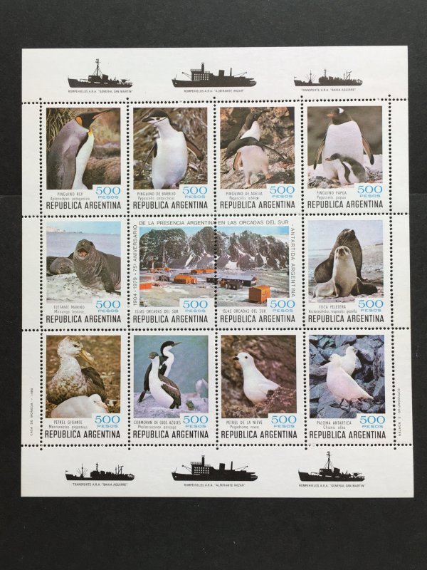 1980 Argentina 2 Souvenir sheets of 12, MNH Orkneys and Falklands, Sc# 1279-80