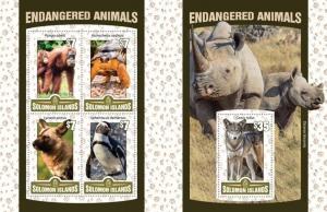 Z08 SLM16108ab SOLOMON ISLANDS 2016 Endangered animals MNH Set