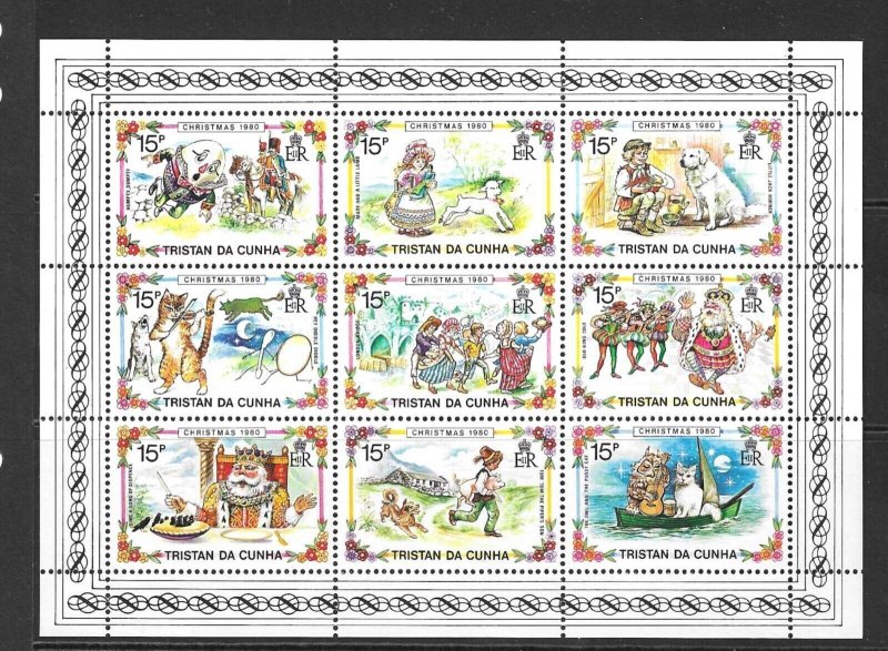 Tristan da Cunha MNH S/S 282 Christmas 1980 9 Stamps
