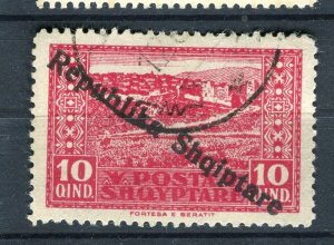 ALBANIA; 1925 ' REPUBLIKA SHQIPTARE ' Optd fine used 10q. value