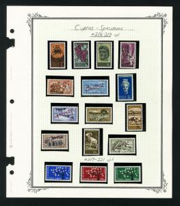 Cyprus #206-18 + #219-21 Specimen Stamps