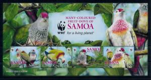 [53687] Samoa 2009 Birds Vögel WWF Honey eater with large labels MNH Sheet