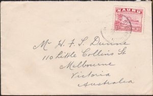 NAURU 1939 1½d freighter on commercial cover to Melbourne..................B3531