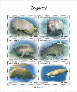 Sierra Leone - 2022 Dugongs on Stamps - 6 Stamp Sheet - SRL220314a