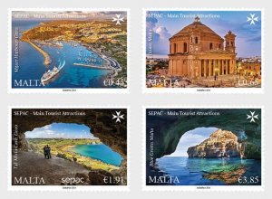 Malta 2024 SEPAC joint issue Main Tourist Attractions set of 4 stamps MNH