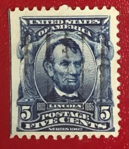 1902 US Sc 304 used 5c Lincoln CV$2.00 Lot 2005