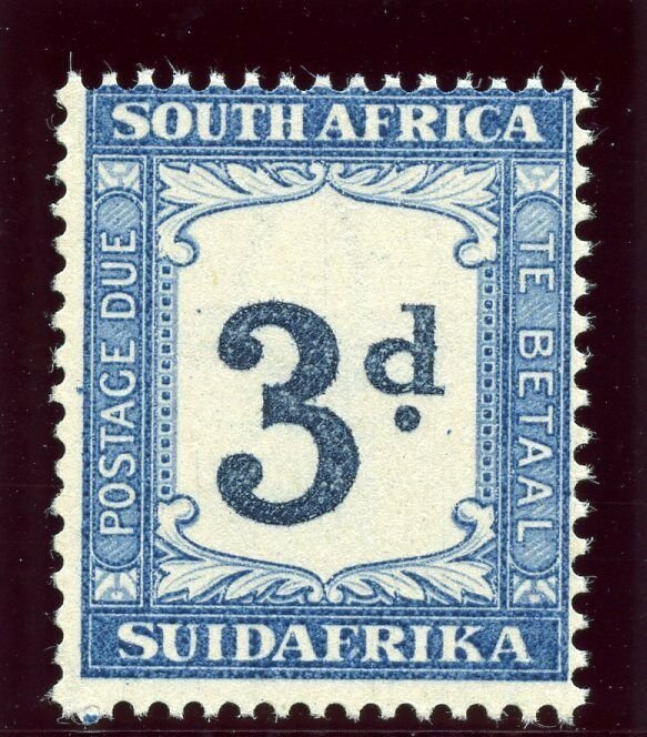 South Africa 1942 Postage Due 3d indigo & milky blue superb MNH. SG D28a.