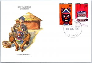 ILLUSTRATED FIRST DAY COVER NATIVE ARTIFACTS OF CAMEROON 1983