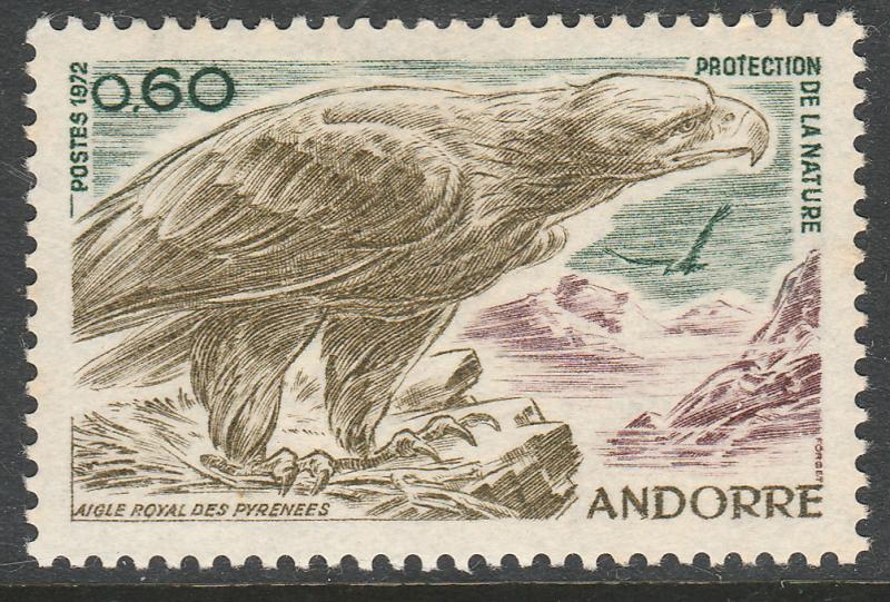 ANDORRA-FRENCH 212, CONSERVATION OF THE GOLDEN EAGLE. UNUSED, H OG. (224)