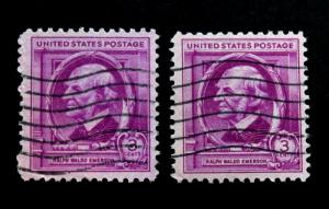 US #870 Used Lot of 2 Ralph Waldo Emerson 1940