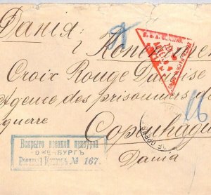 RUSSIA WW1 POW Censor Cover *Orenburg* 1916 Danish RED CROSS Denmark RC33