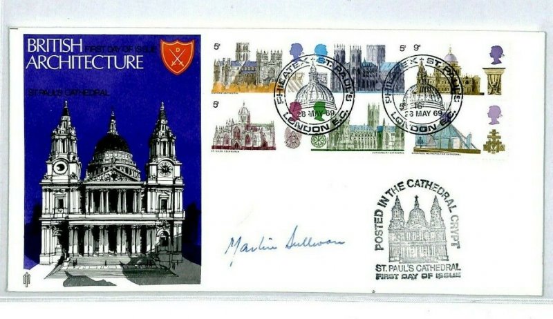 GB CATHEDRALS 1969 FDC Scarce Signed ST.PAUL'S Cachet First Day Cover CV261