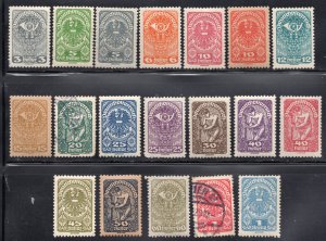 Austria 1919-20 Complete Set of 19, Scott 200-218 MH & used, value = $4.95