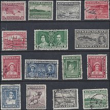 #3 LOT 15 DIFFERENT NEWFOUNDLAND STAMPS ALL USED ( SEE DESCRIPTION )