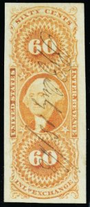 R64a, Used Superb 60¢ Revenue Imperforate Stamp A GEM - Stuart Katz