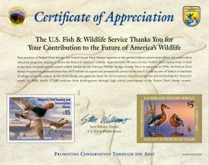 Scott RW71 FWS Certificate of Appreciation Limited Printing