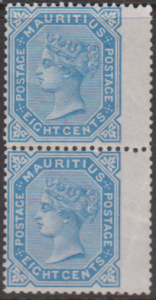 MAURITIUS 1880 MNH 8c BLUE PAIR CAT 