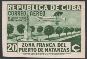 1936  Cuba Stamps Sc C 20 Matanzas Harbor Airplane The Four Winds MNH