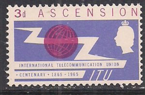 Ascension 1965 QE2 4d I.T.U. SG 87 MNH ( D617 )