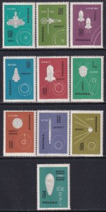 Poland 1963 Sc 1178-87 American and Russian Spacecraft Stamp MNH