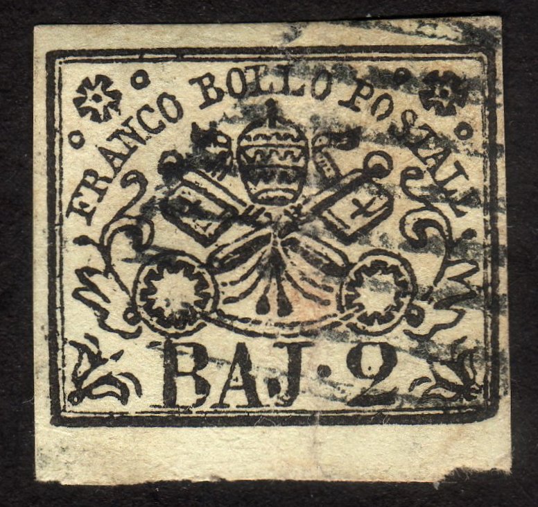 1852, Italy Roman States, 2B, Used, Sc 3
