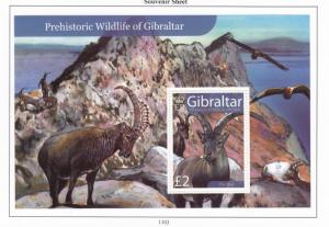 GIBRALTAR #1103 VF-MLH/MH 8 DIFFERENT PREHISTORIC WILDLIFE GIBRALTAR S/SHEETS