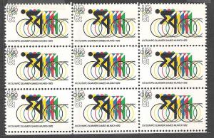 US Cat # 1460, Block of 9 - Broken Circle, Olympics, MNH*-