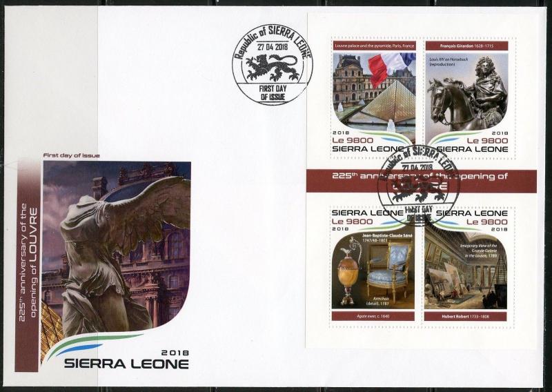 SIERRA LEONE 2018 225th ANNIVERSARY OF THE OPENING OF THE LOUVRE SHEET FDC