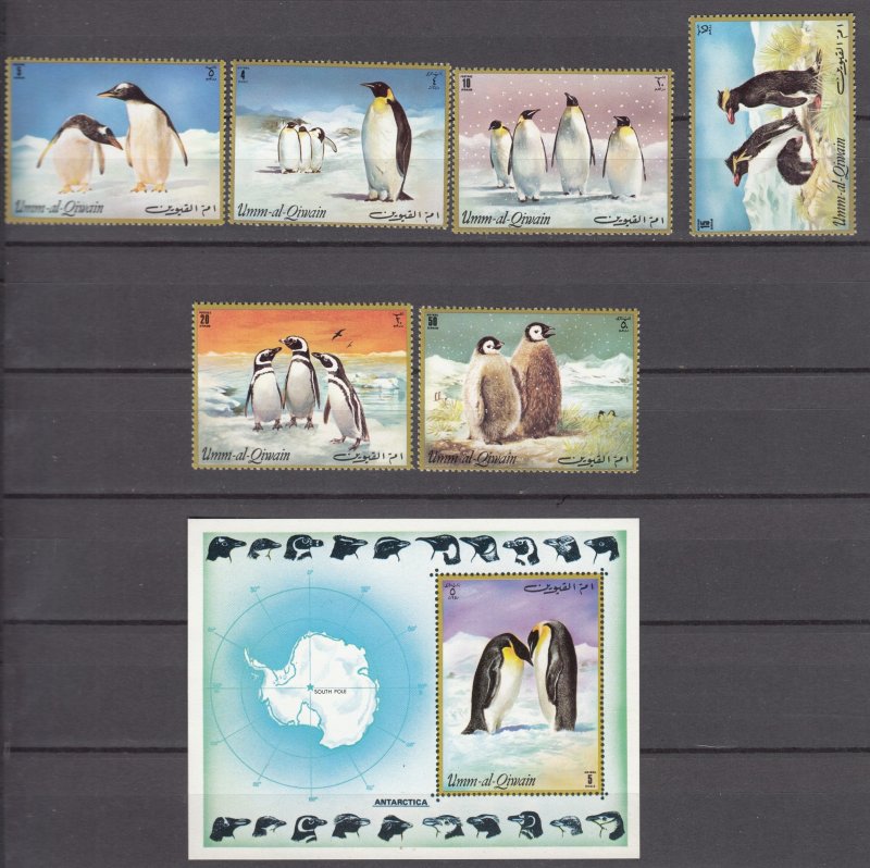 Z4613 JL Stamps umm-al-qiwain set/6 + s/s mnh antarctica penguins