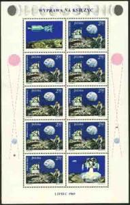 Poland 1969 Sc 1674a USA Moon Landing Space Stamp MS MNH