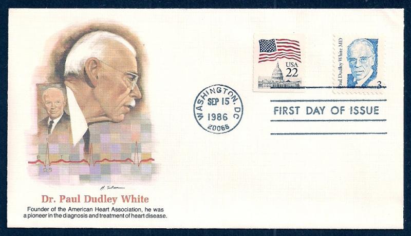 UNITED STATES FDC 3¢ Paul Dudley White 1986 Fleetwood