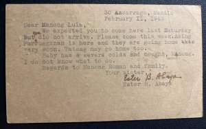 1943 Manila Philippines Japanese Censored Postcard Cover To Los Baños Laguna