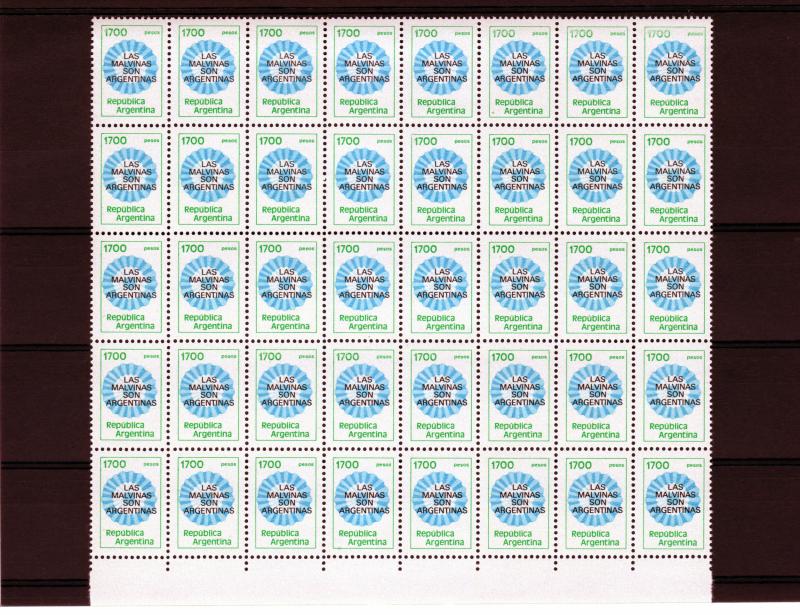 Falkland Islands 1982 Malvinas War ovpt.Sc#1338 Block of 40 MNH VF