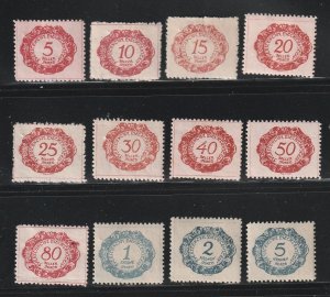 Liechtenstein J1-J12 Set MH Numerals (A)