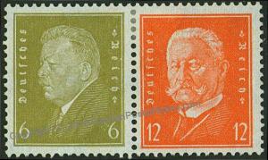 Germany Weimar 1932 Hindenburg Se-Tenant Michel W29 MH Zusammendruck Pair 53191