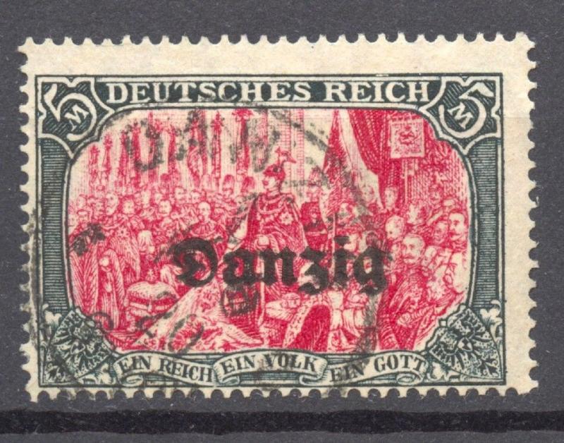 Danzig, 1920 Germania 5 M Scott # 15, postally used, signed Infla