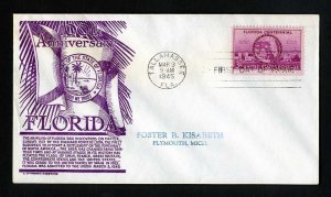 # 927 First Day Cover addressed with Anderson cachet Tallahassee, FL - 3-3-1945