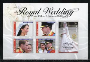 ST. KITTS  ROYAL WEDDING OF PRINCE WILLIAM & KATE MIDDLETON IMPERF SHT I MINT NH