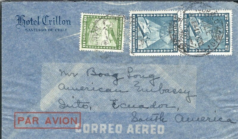 Santiago, Chile to Quito, Ecuador 1940 Airmail (48088)