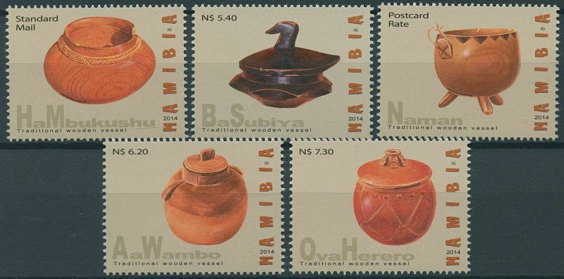 Namibia 2014 MNH Cultures Stamps Traditional Wooden Vessels Artifacts 5v Set 