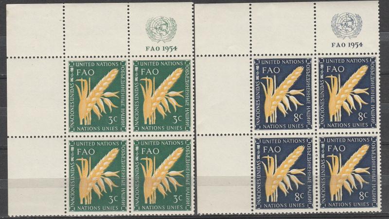 United Nations #23-4 MNH  Inscription Blocks  CV $7.25 (A4310)