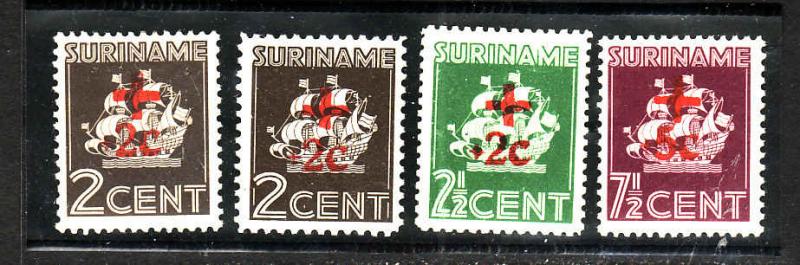 Surinam-Sc#B37-B40-unused light hinged set-Ships-first 3 are type I, 5c is type