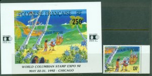 French Polynesia 1992 Discovery of America + MS MUH